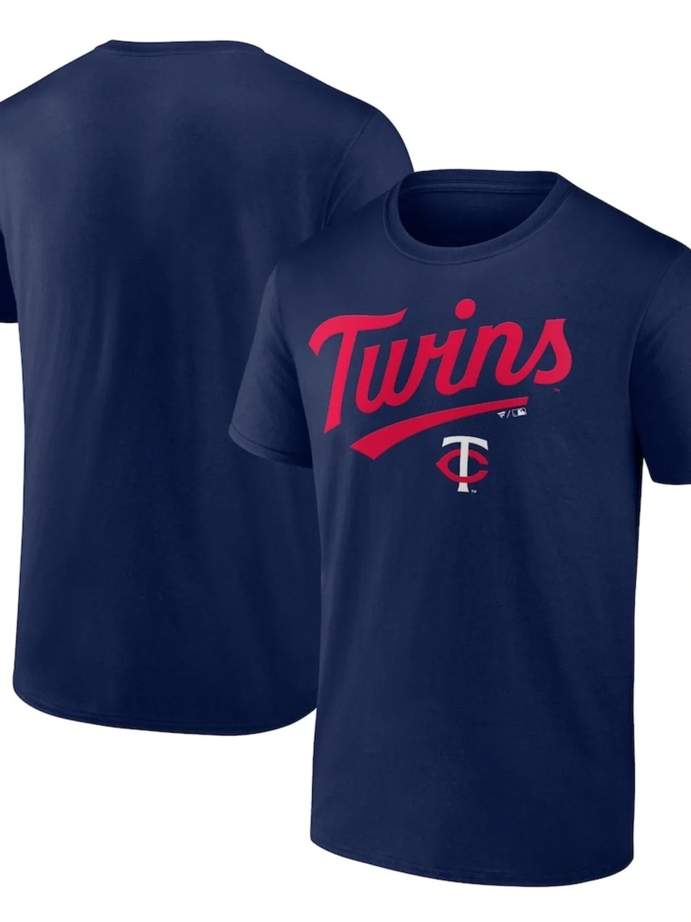 Majestic Navy Kids Tee with Red Twins Script